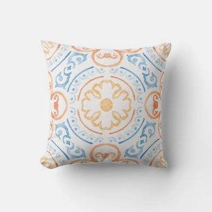 Moroccan style pillow in blue and orange