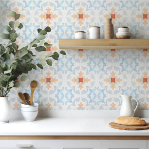 Moroccan style tile flower orange grey summer