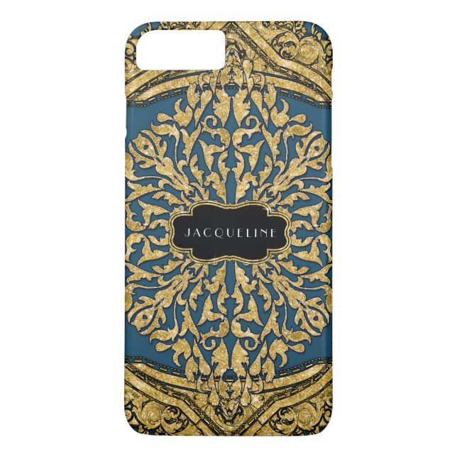 Moroccan Swirl Scroll Gold Glitter Look Elegant Case-Mate iPhone Case (Back)