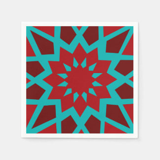 Moroccan Teal And Red Paper Napkins