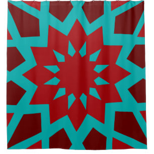 Moroccan Teal And Red Pattern