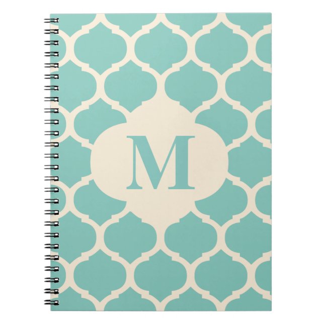 Moroccan Teal Monogram Notebook (Front)