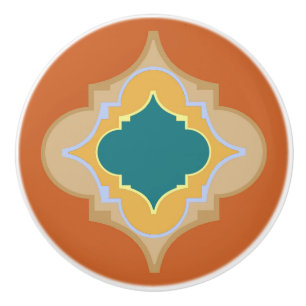 Moroccan terracotta hues shapes ceramic knob