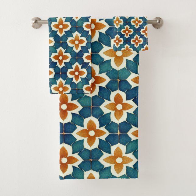 Moroccan Tile Bath Towel Set (Insitu)