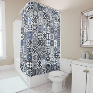 Moroccan tile black,blue,grey