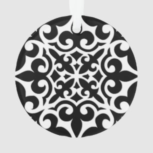 Moroccan tile - black with white background ornament