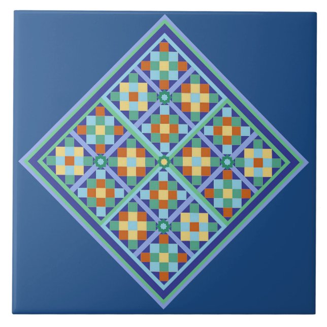 Moroccan tile blocks in diamond formation (Front)