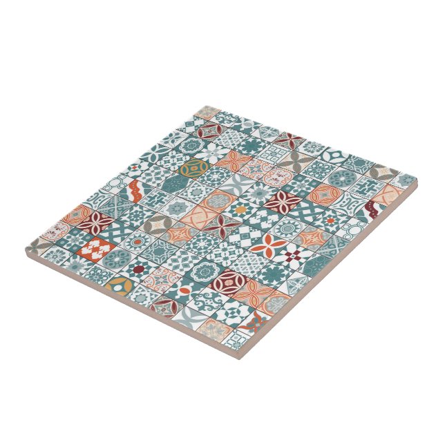 Moroccan tile - blue and brown (Side)