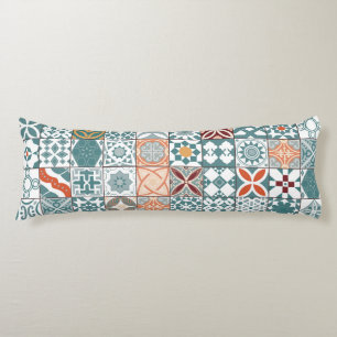 Moroccan tile - blue and brown body pillow