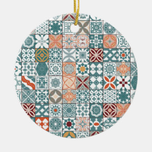 Moroccan tile - blue and brown ceramic ornament