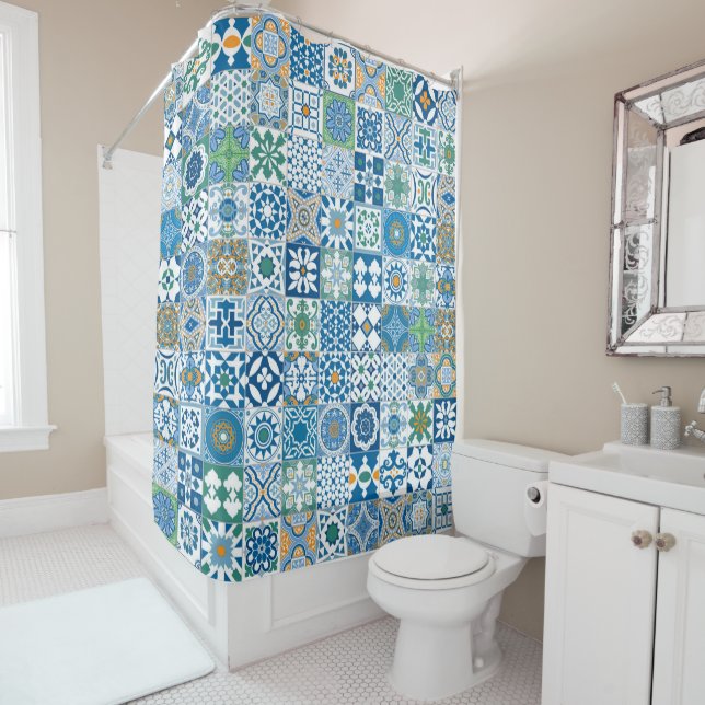 Moroccan tile - blue and green (In Situ)