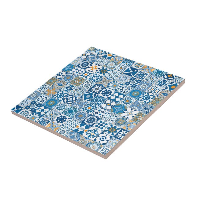 Moroccan tile - blue and orange (Side)