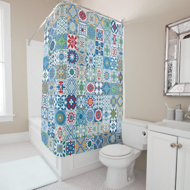 Moroccan tile - blue and red (In Situ)