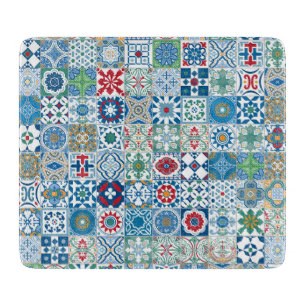 Moroccan tile - blue and red cutting board