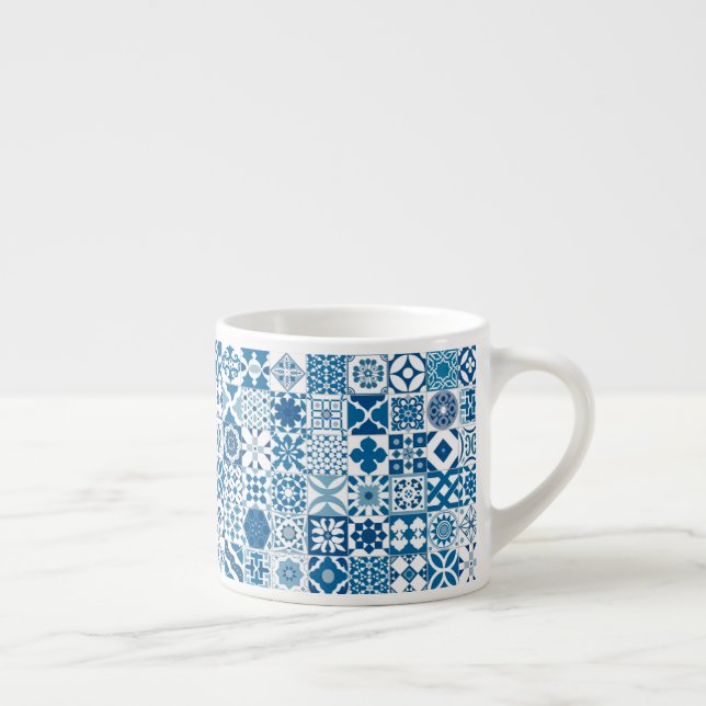 Moroccan tile - blue and white espresso cup (Right)