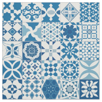 Moroccan tile - blue and white fabric