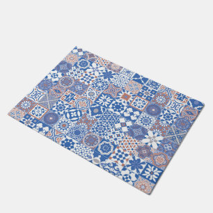 Moroccan tile blue,brown doormat
