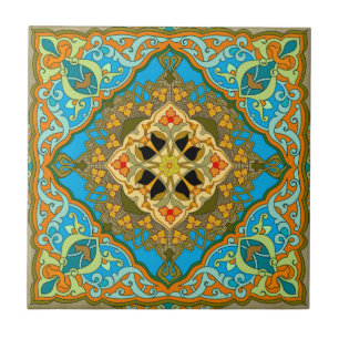 Moroccan Tile Blue green gold
