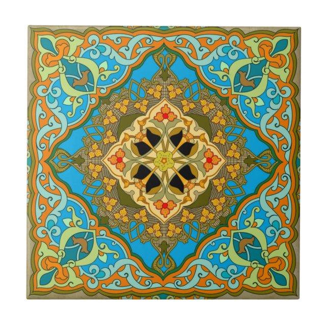 Moroccan Tile Blue green gold (Front)