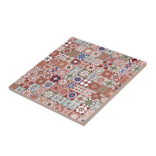Moroccan tile - burgundy and blue