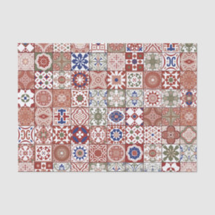Moroccan tile - burgundy and blue tissue paper