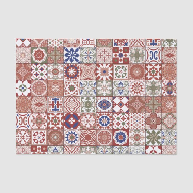 Moroccan tile - burgundy and blue tissue paper (Front)