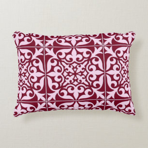 Moroccan tile - burgundy and pink accent pillow
