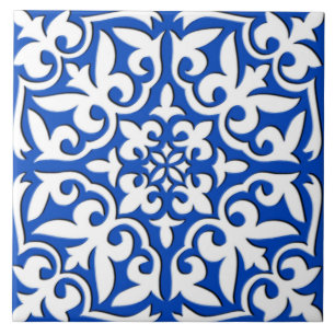Moroccan tile - cobalt blue and white