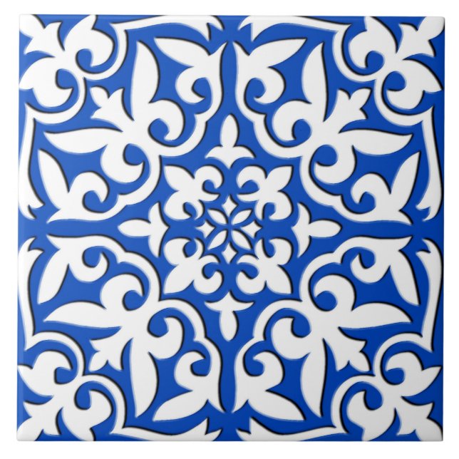 Moroccan tile - cobalt blue and white (Front)