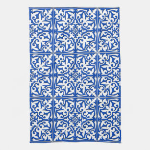 Moroccan tile - cobalt blue and white kitchen towel