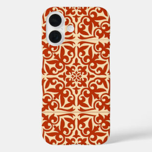 Moroccan tile - coral orange and peach iPhone 16 case