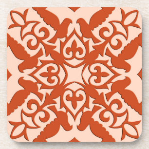 Moroccan tile - coral orange and peach coaster