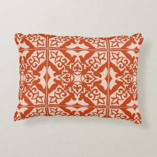 Moroccan tile - coral orange and peach decorative pillow