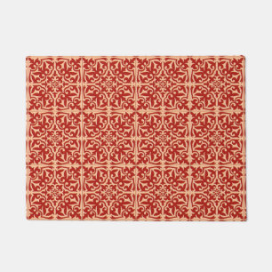 Moroccan tile - coral orange and peach doormat