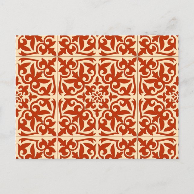 Moroccan tile - coral orange and peach postcard (Front)