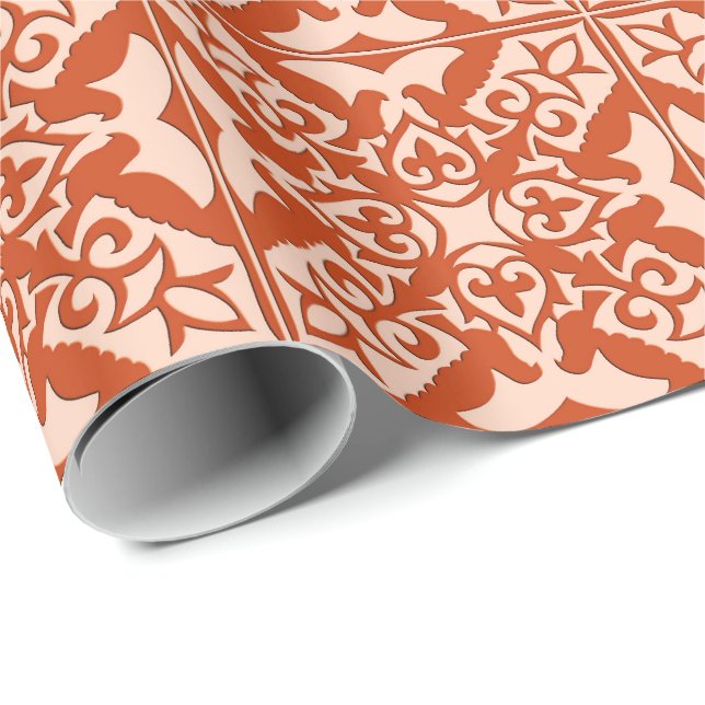 Moroccan tile - coral orange and peach wrapping paper (Roll Corner)