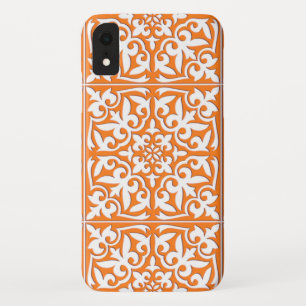 Moroccan tile - coral orange and white iPhone XR case
