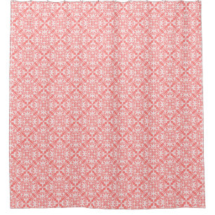 Moroccan tile - coral pink and white