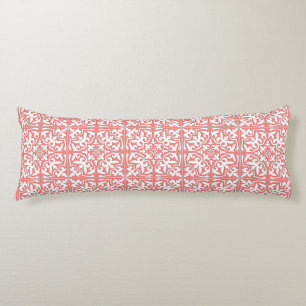 Moroccan tile - coral pink and white body pillow