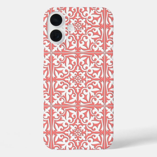 Moroccan tile - coral pink and white Case-Mate iPhone case (Back)