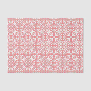 Moroccan tile - coral pink and white tissue paper