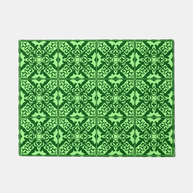 Moroccan tile - dark pine green doormat (Front)