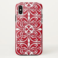 Moroccan tile - dark red and white