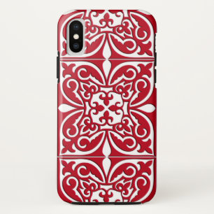 Moroccan tile - dark red and white iPhone XS case