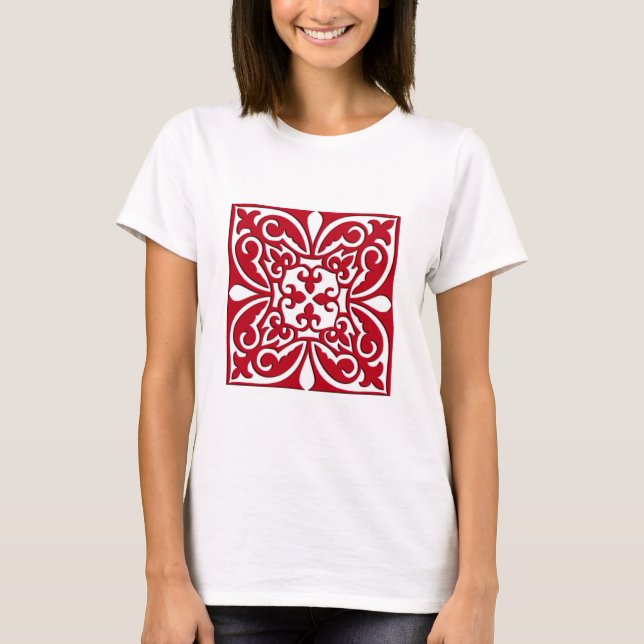 Moroccan tile - dark red and white T-Shirt (Front)