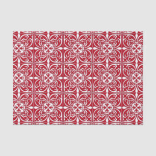 Moroccan tile - dark red and white tissue paper