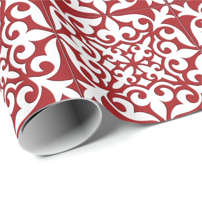 Moroccan tile - dark red and white wrapping paper (Roll Corner)