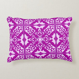 Moroccan tile - deep orchid and pink accent pillow