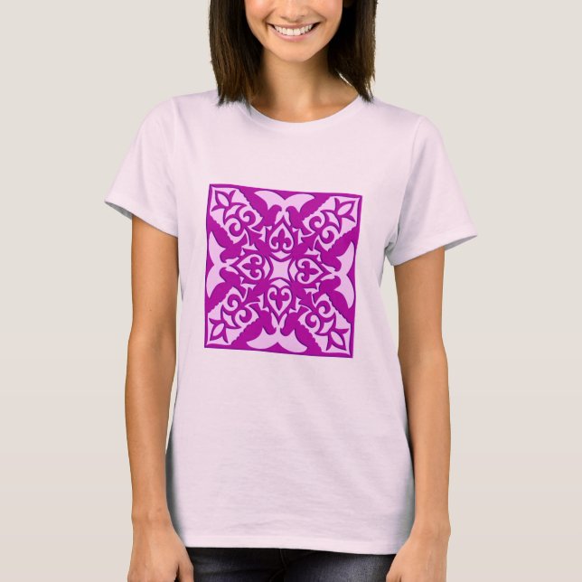 Moroccan tile - deep orchid and pink T-Shirt (Front)