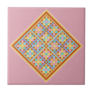 Moroccan tile diamond pattern on pink background
